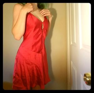 Vintage red silk slip dress